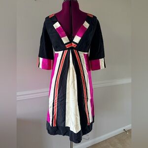 Shoshanna Elegant Multicolor V-Neck Silk Dress 2